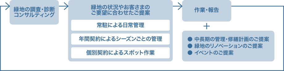 植栽管理の流れイメージ